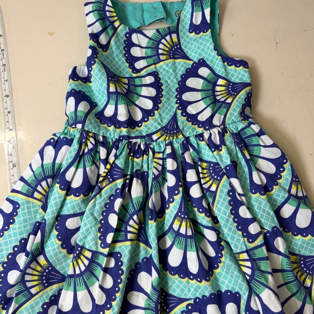 Charming Blue and Green Kids Dress